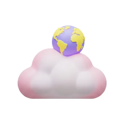 雲の上に地球がのった3Dアイコン