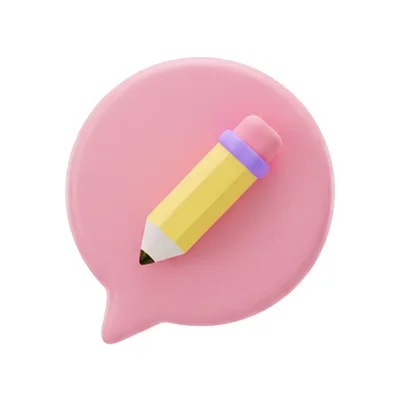 吹き出しとえんぴつの3Dアイコン